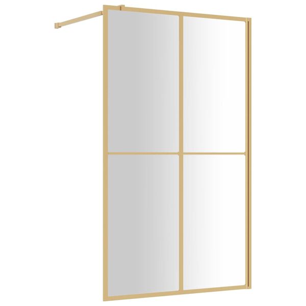 vidaXL Duschvägg med klart ESG-glas guld 118x195 cm