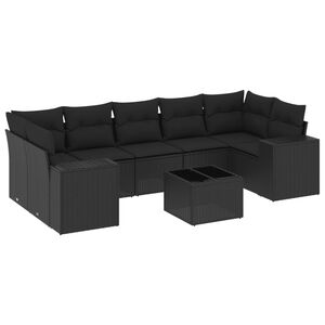 vidaXL Loungegrupp f&ouml;r tr&auml;dg&aring;rden med dynor 8 delar svart konstrotting