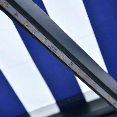 vidaXL Markis med vindsensor & LED 450x300 cm blå och vit