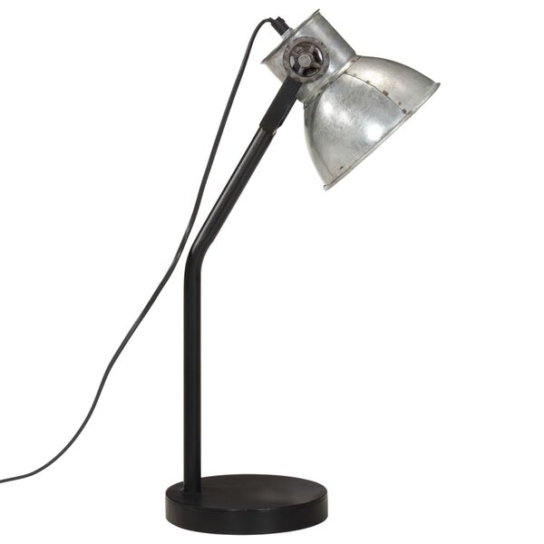 vidaXL Skrivbordslampa 25 W vintage silver 17x17x60 cm E27