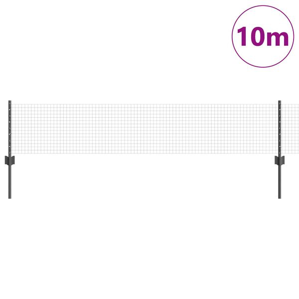vidaXL St&auml;ngsel med stolpe Gr&aring; 0,4 x 10 m St&aring;l och PVC