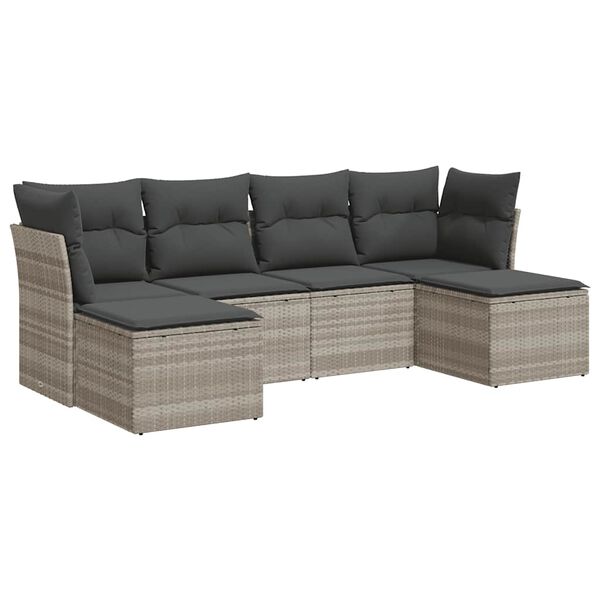 vidaXL Loungegrupp f&ouml;r tr&auml;dg&aring;rden m dynor 6 delar konstrotting ljusgr&aring;