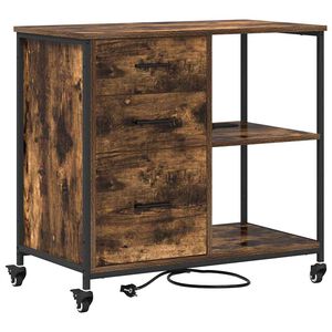 vidaXL Sk&aring;p med laddstation 76 x 41 x 72 cm Konstruerat tr&auml; R&ouml;kt ek