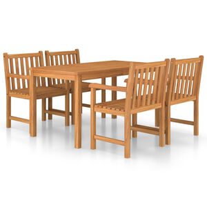 vidaXL 5-delad tr&auml;dg&aring;rdsmatgrupp 140x80 cm massiv teak