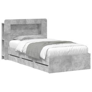 vidaXL S&auml;ngram med f&ouml;rvaring och huvudgavel Betonggr&aring; 75 x 190 cm