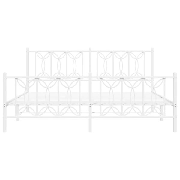 vidaXL S&auml;ngram med huvudgavel och fotgavel vit metall 183x213 cm