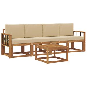 vidaXL Utomhussoffset med kudde 5 pcs Naturlig och Beige