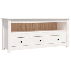 vidaXL Tv-b&auml;nk vit 114x35x52 cm massiv furu