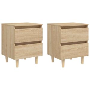 vidaXL S&auml;ngbord med massiva furuben 2 st sonoma-ek 40x35x50 cm