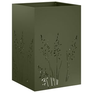 vidaXL Tr&auml;dg&aring;rdsplanterare Olivgr&ouml;n 50 x 50 x 75 cm Kallvalsat st&aring;l