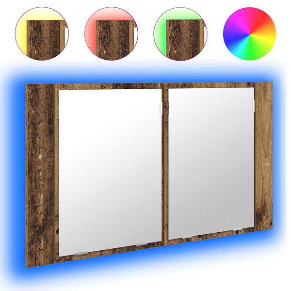 vidaXL Badrumsspegelsk&aring;p Gammalt tr&auml; 80 x 12 x 45 cm Konstruerat tr&auml;