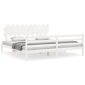 vidaXL S&auml;ngram med huvudgavel vit 200x200 cm massivt tr&auml;