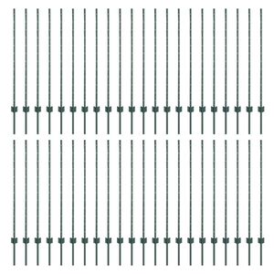 vidaXL Inb&auml;ddad staketpost 44 st Gr&ouml;n 160 cm Pulverlackerat st&aring;l