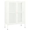 vidaXL Sk&auml;nk vit 75x35x105 cm st&aring;l och glas