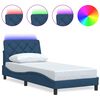 vidaXL Bed Frame with LED without Mattress Blue 90x190 cm Fabric