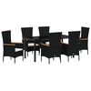 vidaXL Tr&auml;dg&aring;rdsm&ouml;belset med kudde 7 pcs Svart Pulverlackerat st&aring;l