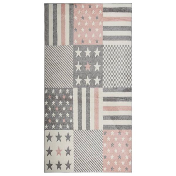 vidaXL Barnmatta 80x150 cm stj&auml;rnm&ouml;nster rosa