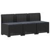 vidaXL 3-sits tr&auml;dg&aring;rdsoffa med kuddar Rattan-look 3-sits PP Antracit