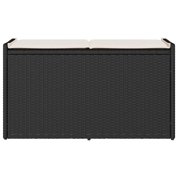 vidaXL Förvaringsbänk för utomhusbruk dyna svart 100 cm konstrotting
