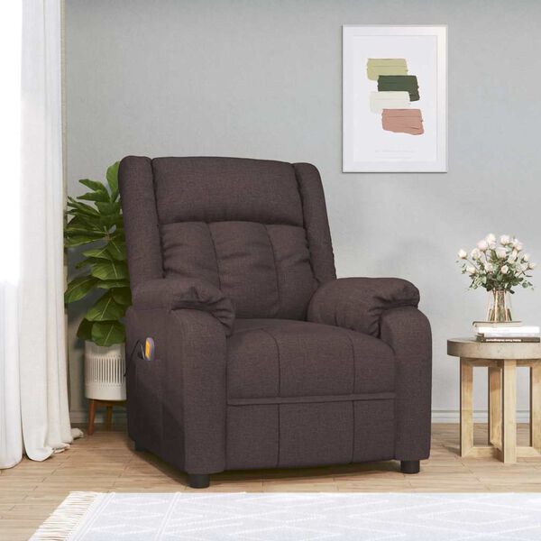 vidaXL Massagef&aring;t&ouml;lj Reclining M&ouml;rkbrun 82 x 93 x 96 cm tyg