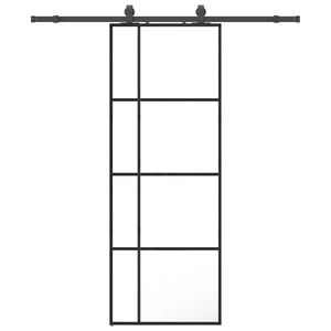 vidaXL Skjutd&ouml;rr med beslag svart 76x205 cm ESG-glas