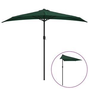 vidaXL Balkongparasoll med aluminiumstolpe gr&ouml;n 270x144 cm halvrunt