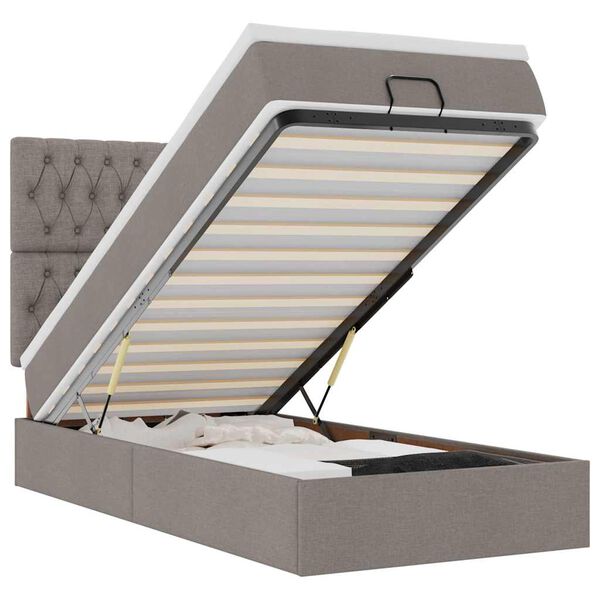 vidaXL Ottoman s&auml;ng med madrass taupe 100x200 cm tyg