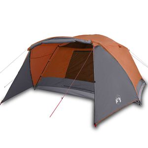 vidaXL Familjet&auml;lt med veranda 6 person gr&aring; och orange vattent&auml;tt