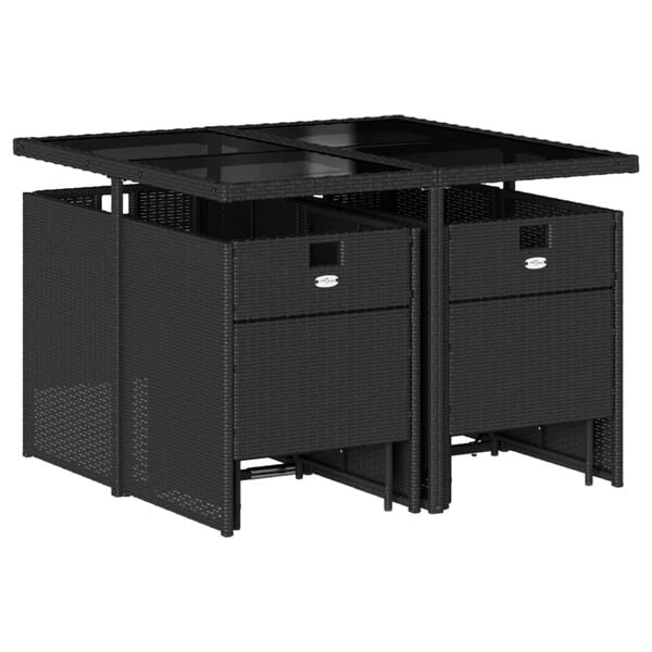 vidaXL Matgrupp för trädgården med dynor 9 delar beige konstrotting