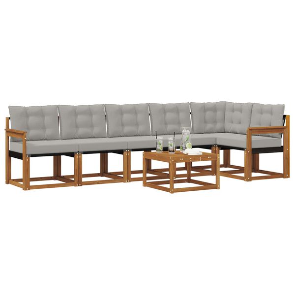 vidaXL Utomhussoffset med kudde 7 pcs Naturlig och Ljus Gr&aring;