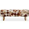 vidaXL Bänk i äkta kohud diamantmönster