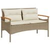 vidaXL Tr&auml;dg&aring;rdsb&auml;nk med dynor 116x62,5x74 cm beige konstrotting