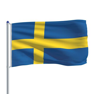 vidaXL Sveriges flagga och flaggstång i aluminium 6 m
