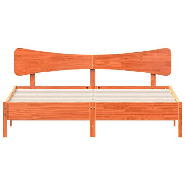 vidaXL S&auml;ngram utan madrass vaxbrun 200x200 cm massiv furu