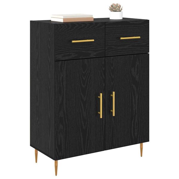 vidaXL Sideboard med l&aring;da Svart Ek 69,5 x 34 x 90 cm Konstruerat tr&auml;