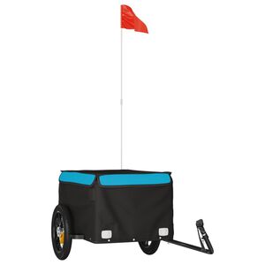 vidaXL Cykelvagn svart och bl&aring; 30 kg j&auml;rn