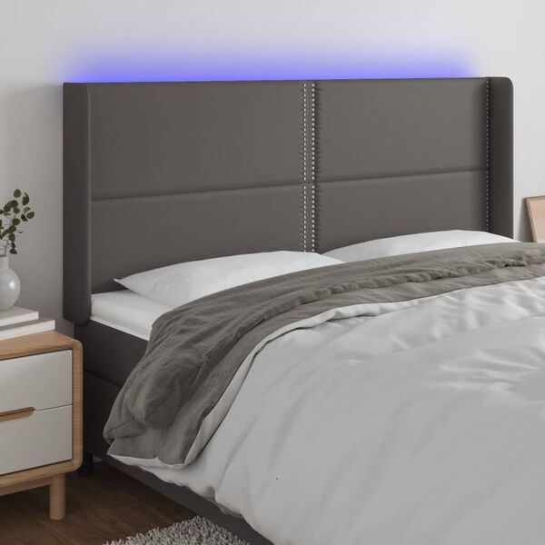 vidaXL S&auml;nggavel LED gr&aring; 203x16x118/128 cm konstl&auml;der