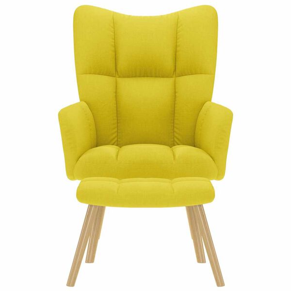 vidaXL Avslappnande stol med fotpall ljusgult tyg