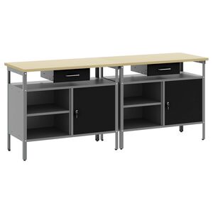 vidaXL Arbetsb&auml;nkset med l&aring;da 2 pcs Svart och Gr&aring; 200 x 55 x 85 cm