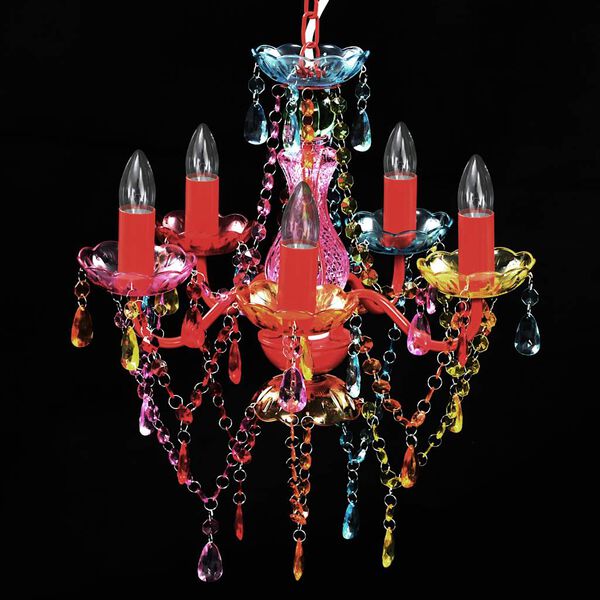 vidaXL Takkrona med kristaller 5 glödlampor flerfärgad