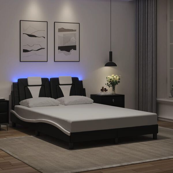 vidaXL Bed Frame "Viana" with LED without Mattress Black and White 120x200 cm