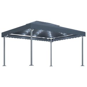 vidaXL Paviljong med ljusslinga LED 400x300 cm antracit aluminium