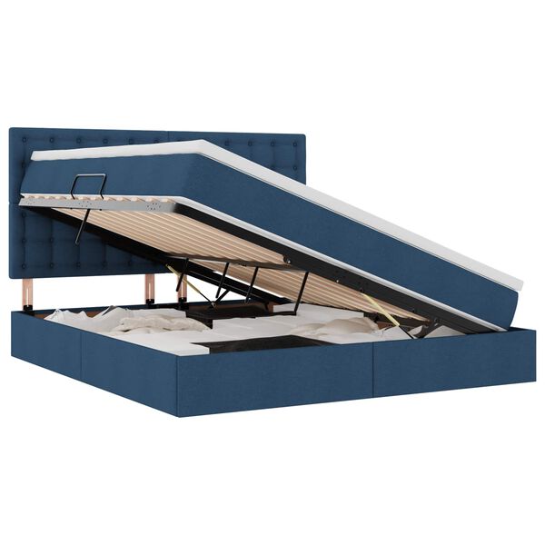 vidaXL F&ouml;rvaringss&auml;ng med LED med madrass Bl&aring; 180 x 200 cm Polyester