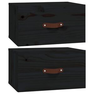 vidaXL V&auml;ggmonterade s&auml;ngbord 2 st svart 40x29,5x22 cm