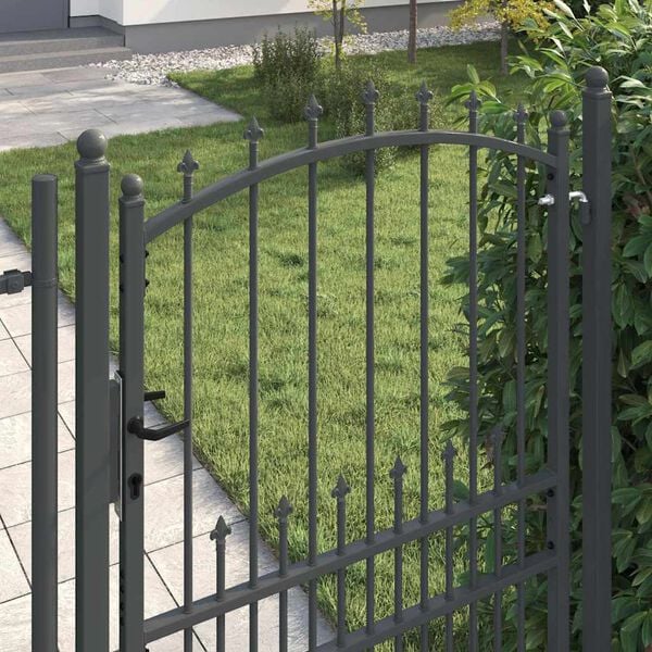 vidaXL St&auml;ngsel Grind med Spikar Gr&aring; 200 x 100 cm Pulverlackerad st&aring;l