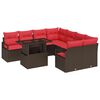 vidaXL Tr&auml;dg&aring;rdsoffset 9 st Brun Poly rattan