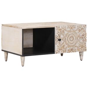 vidaXL Kaffeebord Vit 80 x 50 x 40 cm Massivt mangotr&auml;