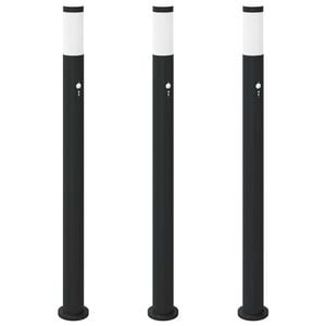 vidaXL Pollare med sensor 3 st 110 cm rostfritt st&aring;l IP44