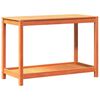 vidaXL V&auml;xtbord med hylla vaxad brun 108x50x75 cm massiv furu