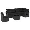 vidaXL Soffgrupp f&ouml;r tr&auml;dg&aring;rden med dynor 7 delar svart konstrotting